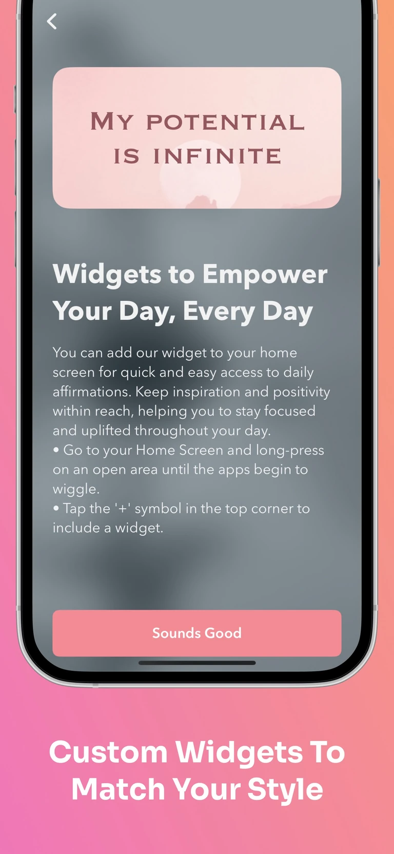 Affirmations widget screen