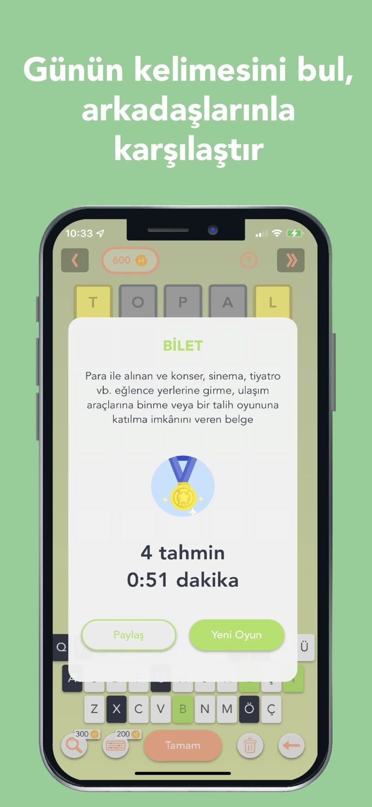 Harfçi günlük kelime sonucu