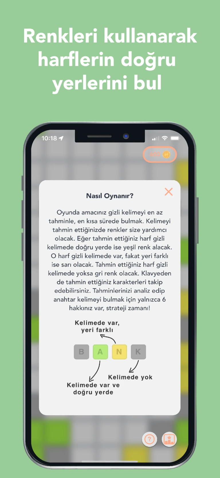 Harfçi renk ipuçları ekranı