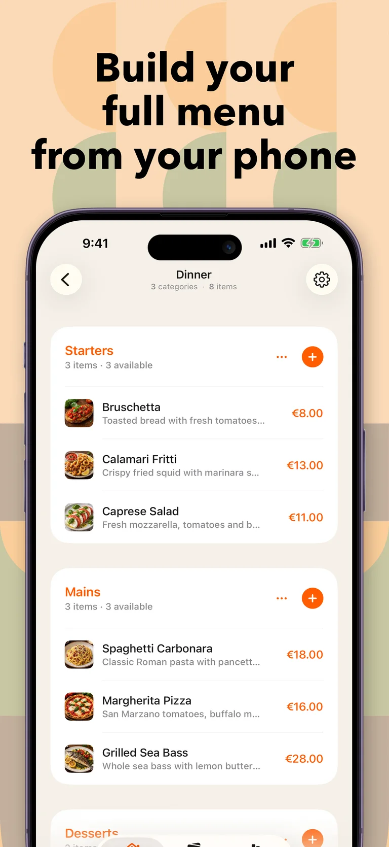 OneTapMenu menu builder