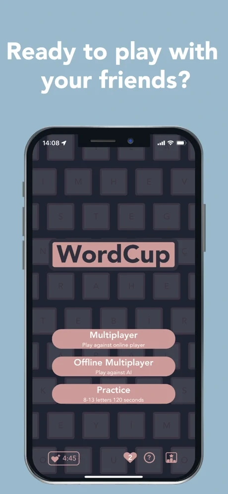 WordCup game-mode selection screen